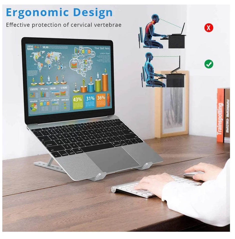 SOPORTE DE ALUMINIO PARA LAPTOP, CELULAR O TABLET